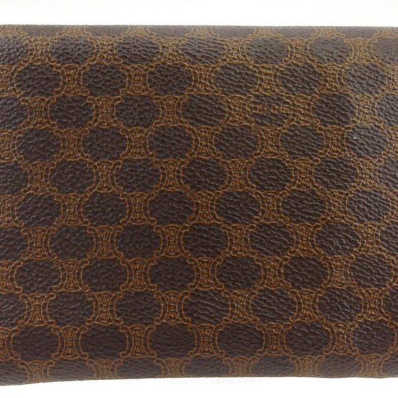 CELINE tri-fold wallet macadam beige PVC �~ leather Authentic  used - Picture 2 of 8